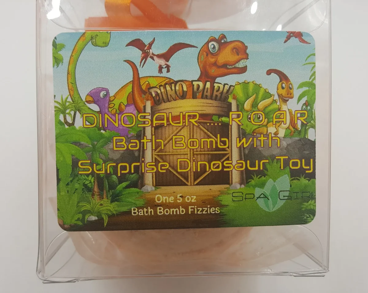 DINOSAUR (R.O.A.R!!) Bath Bomb with toys inside XXL 8-9 oz, colorful, moisturizing, will not stain your tub, great gift for kids - Image 1