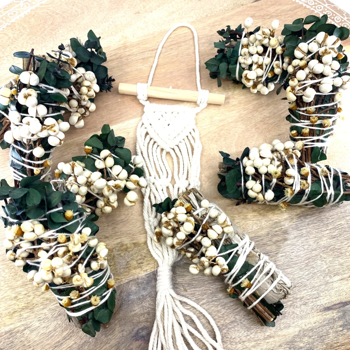 White Sage & Copal Smudge Stick with Eucalyptus, White Tallow Berries, 4" - Image 1