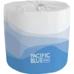 Pacific Blue Select Standard-Roll Embossed Toilet Paper - 2 Ply - 4" x 4.05" - 550 Sheets/Roll - White - 40 / Carton - Image 5
