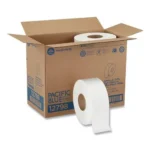 Pacific Blue Basic Jumbo Jr. High-Capacity Toilet Paper - 2 Ply - 3.50" x 1000 ft - White - Fiber - 8 / Carton - Image 2