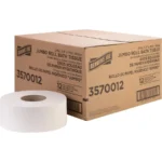 Genuine Joe Jumbo Jr Dispenser Bath Tissue Roll - 2 Ply - 3.30" x 700 ft - 8.88" Roll Diameter - White - Fiber - 12 / Carton - Image 3