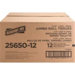 Genuine Joe 2-ply Jumbo Roll Dispenser Bath Tissue - 2 Ply - 3.30" x 650 ft - 3.30" Core - White - 12 / Carton - Image 3