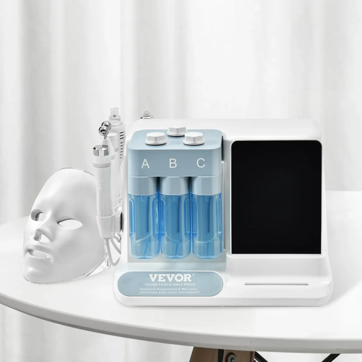 VEVOR 8 in 1 Hydrogen Oxygen Facial Machine, Professional Hydrafacial Machine for Spa, Hydro Facial Cleansing Rejuvenation Machine with 8 in LCD Screen, Microcurrent Probe, Bipolar RF Radiofrequency - Image 7