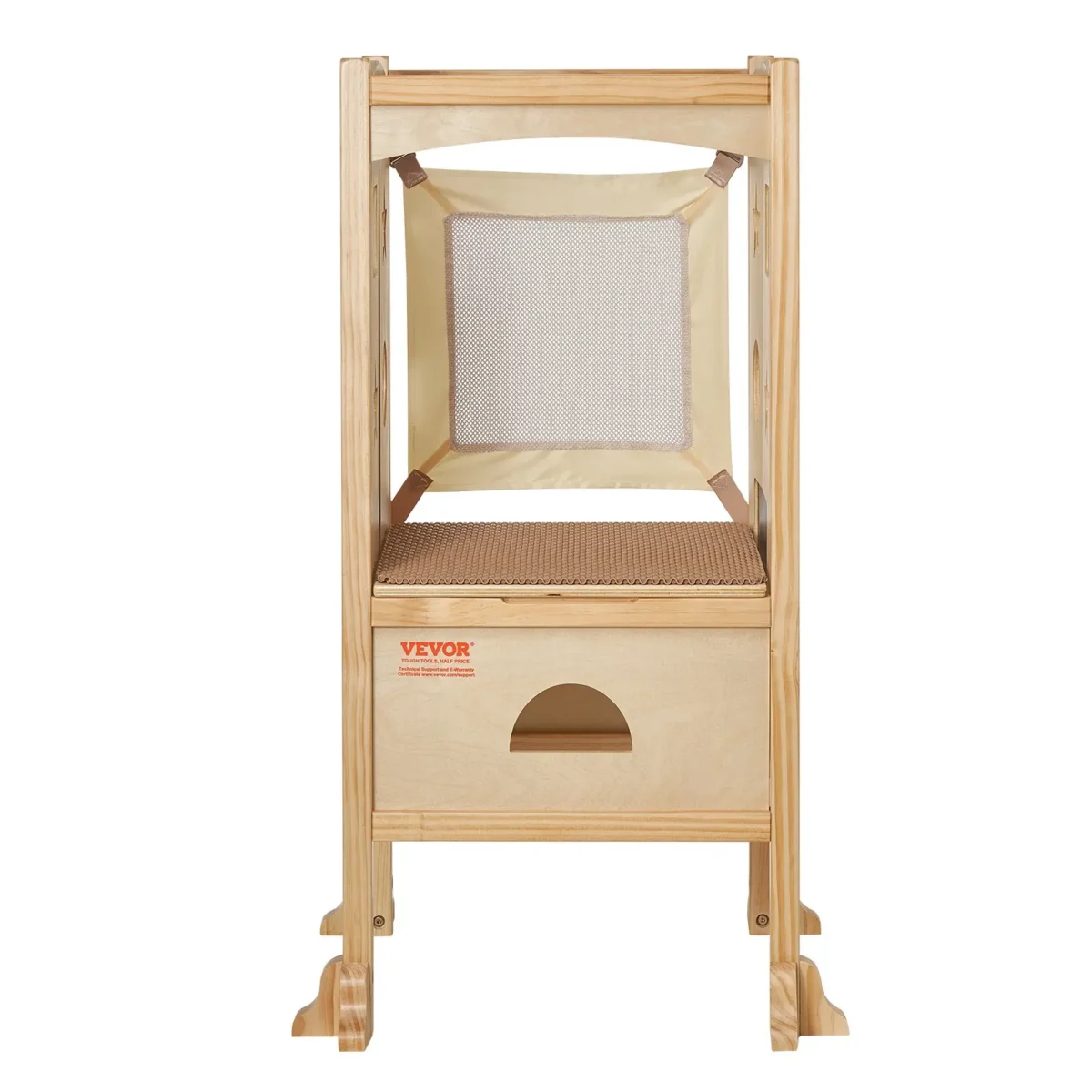 VEVOR Tower Step Stool, Foldable Toddler Kitchen Stool Helper, 3-Level Adjustable Height Toddler Step Stools with Safety Net, Solid Wood Kids Standing Tower Learning Stool for Kitchen Bedroom Bathroom - Image 10