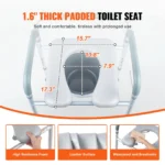 VEVOR Commode Chair, Bedside Commode with Padded Seat and Arms, 7-Level Adjustable Height, 5.8L Removable Bucket, Easy to Assemble, 350 LBS Capacity, Raised Toilet Seat for Adults Seniors - Image 4