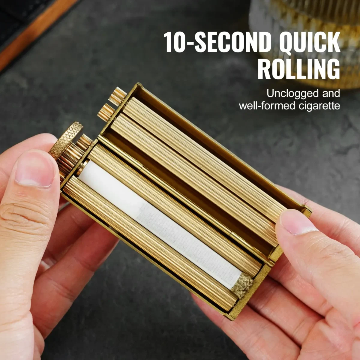 VEVOR Cigarette Rolling Machine, Solid Brass Cigarette Roller, Manual Tobacco Rolling Machine Fits Up to 70mm Paper, Vintage & Luxurious Gift for Father's Day, Birthday - Image 2