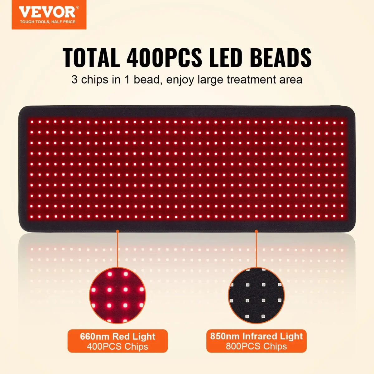 VEVOR Red Light Therapy Mat for Body, 400PCS 3-Chip LED Light Therapy Pad with Controller, 10Hz Pulse, 5-30 Min Timer, 660nm Red & 850nm Near Infrared Light Therapy Blanket for Pain Relief, Skin Healt - Image 1