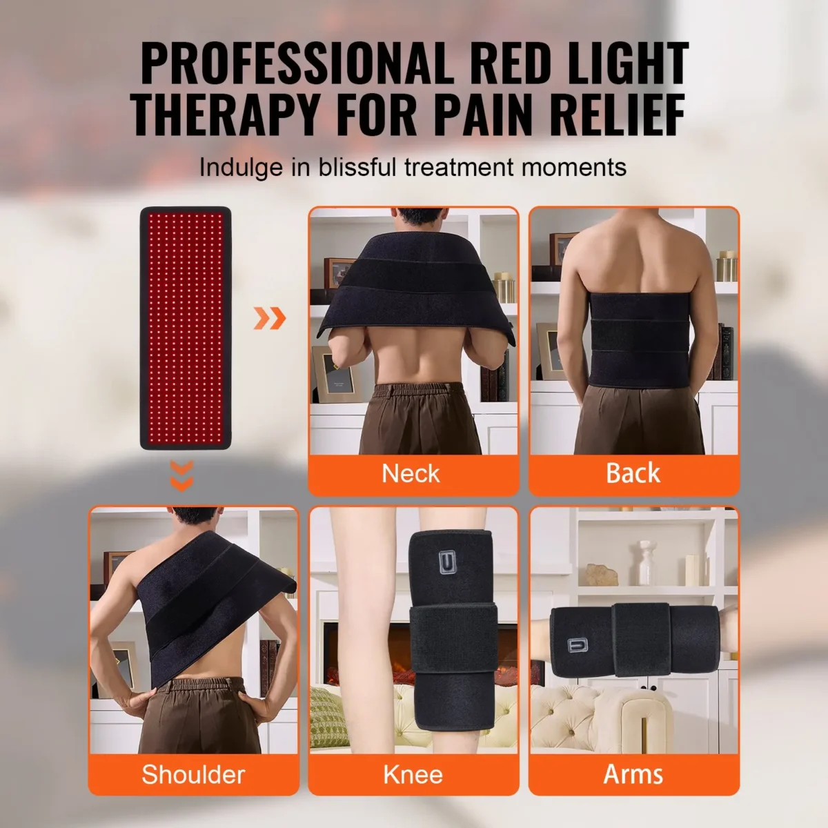 VEVOR Red Light Therapy Mat for Body, 400PCS 3-Chip LED Light Therapy Pad with Controller, 10Hz Pulse, 5-30 Min Timer, 660nm Red & 850nm Near Infrared Light Therapy Blanket for Pain Relief, Skin Healt - Image 5
