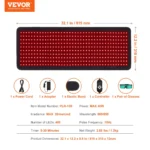 VEVOR Red Light Therapy Mat for Body, 400PCS 3-Chip LED Light Therapy Pad with Controller, 10Hz Pulse, 5-30 Min Timer, 660nm Red & 850nm Near Infrared Light Therapy Blanket for Pain Relief, Skin Healt - Image 6