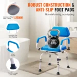 VEVOR Swivel Shower Chair 360 Degree, Adjustable Shower Seat with Pivoting Arms & Padded Bath Seat for Inside Shower or Tub, Non-Slip Rotating Bathtub Chair for Elderly Disabled, 300LBS Capacity - Image 3