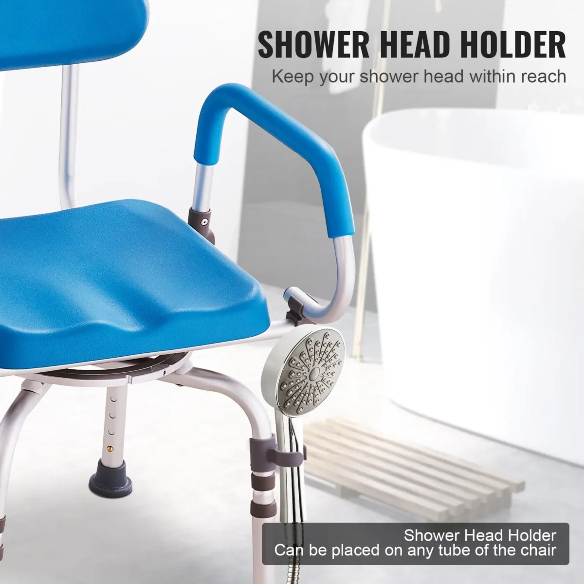 VEVOR Swivel Shower Chair 360 Degree, Adjustable Shower Seat with Pivoting Arms & Padded Bath Seat for Inside Shower or Tub, Non-Slip Rotating Bathtub Chair for Elderly Disabled, 300LBS Capacity - Image 5