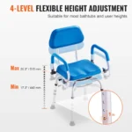 VEVOR Swivel Shower Chair 360 Degree, Adjustable Shower Seat with Pivoting Arms & Padded Bath Seat for Inside Shower or Tub, Non-Slip Rotating Bathtub Chair for Elderly Disabled, 300LBS Capacity - Image 14