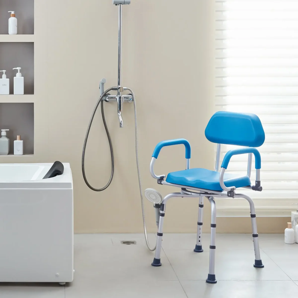 VEVOR Swivel Shower Chair 360 Degree, Adjustable Shower Seat with Pivoting Arms & Padded Bath Seat for Inside Shower or Tub, Non-Slip Rotating Bathtub Chair for Elderly Disabled, 300LBS Capacity - Image 17